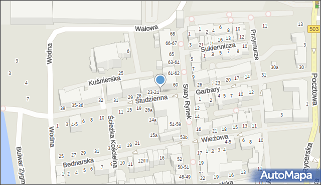 Elbląg, Studzienna, 23-24C, mapa Elbląga