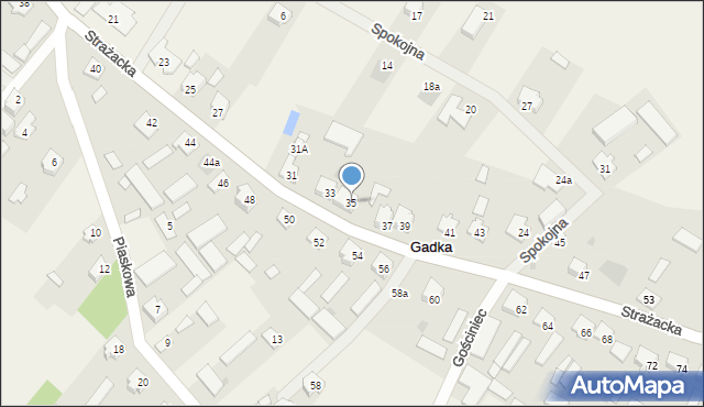 Gadka, Strażacka, 35, mapa Gadka