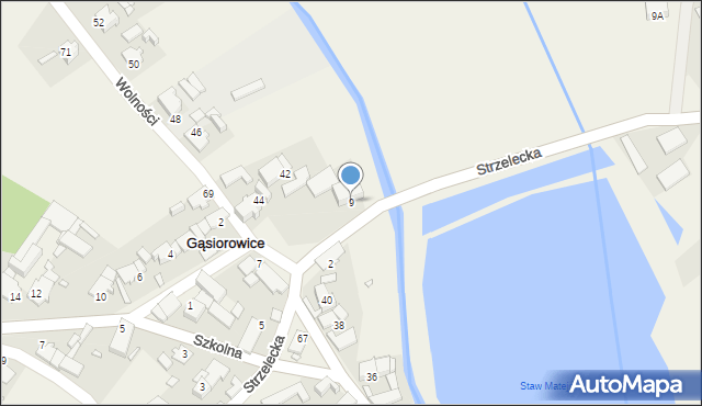 Gąsiorowice, Strzelecka, 9, mapa Gąsiorowice