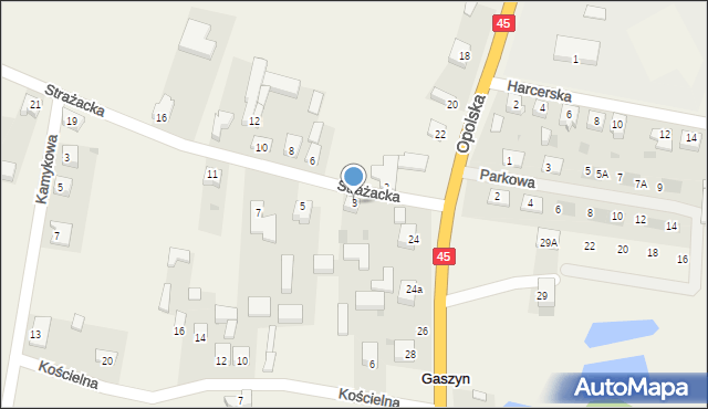 Gaszyn, Strażacka, 3, mapa Gaszyn