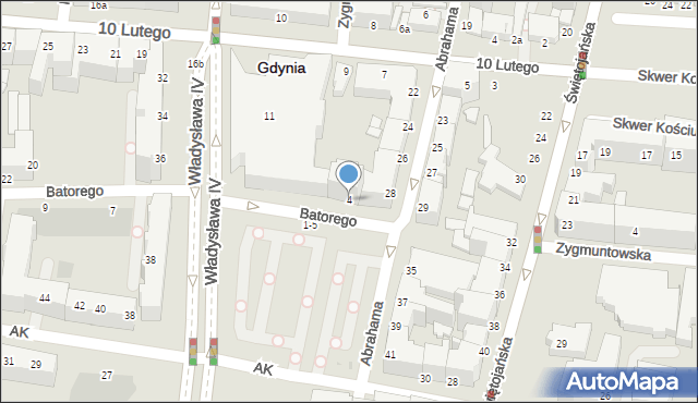 Gdynia, Stefana Batorego, 4, mapa Gdyni