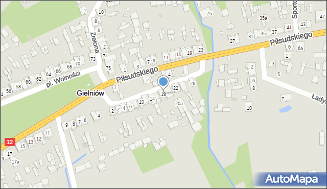 Gielniów, Strażacka, 18, mapa Gielniów