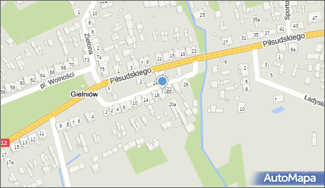 Gielniów, Strażacka, 20, mapa Gielniów