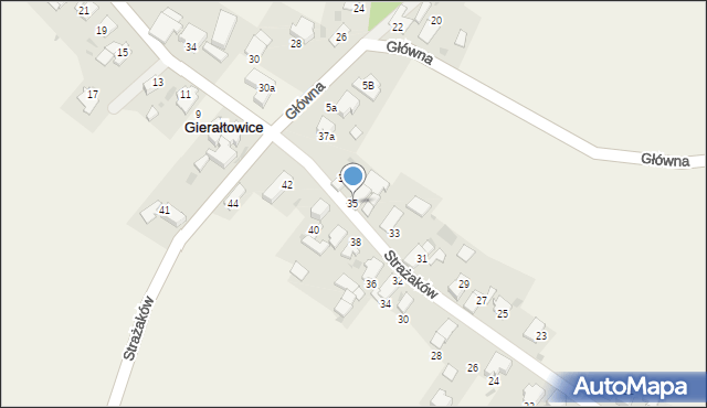 Gierałtowice, Strażaków, 35, mapa Gierałtowice