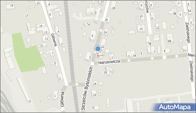 Gliwice, Strzelców Bytomskich, 20, mapa Gliwic