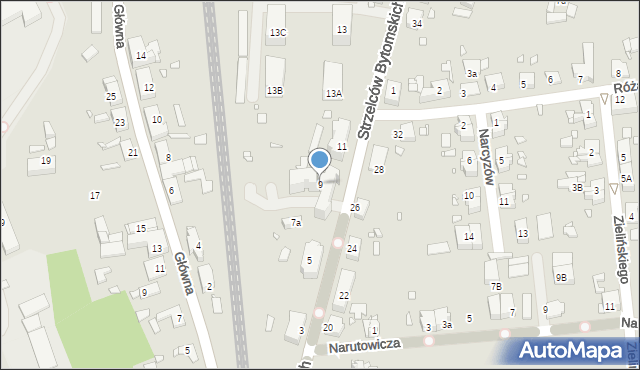Gliwice, Strzelców Bytomskich, 9, mapa Gliwic