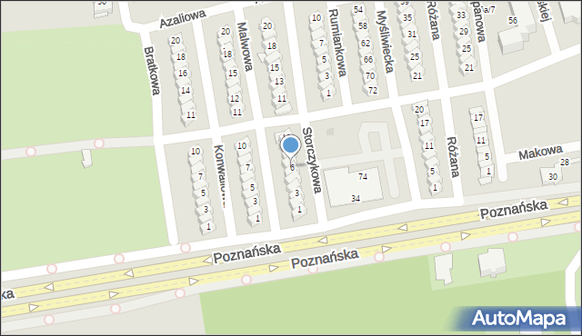 Gniezno, Storczykowa, 6, mapa Gniezna