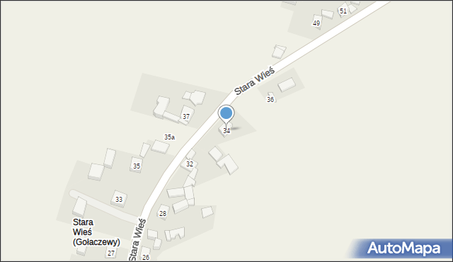 Gołaczewy, Stara Wieś, 34, mapa Gołaczewy