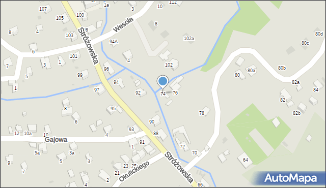 Gorlice, Stróżowska, 74, mapa Gorlic