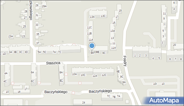 Gorzów Wielkopolski, Staszica Stanisława, 9A, mapa Gorzów Wielkopolski