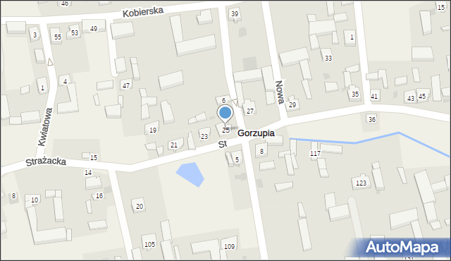 Gorzupia, Strażacka, 25, mapa Gorzupia