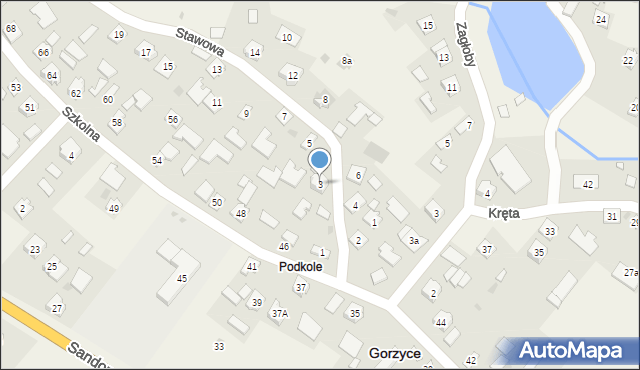 Gorzyce, Stawowa, 3, mapa Gorzyce