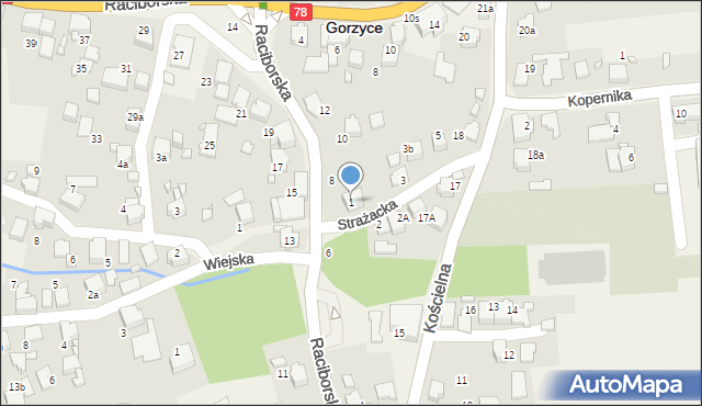 Gorzyce, Strażacka, 1, mapa Gorzyce