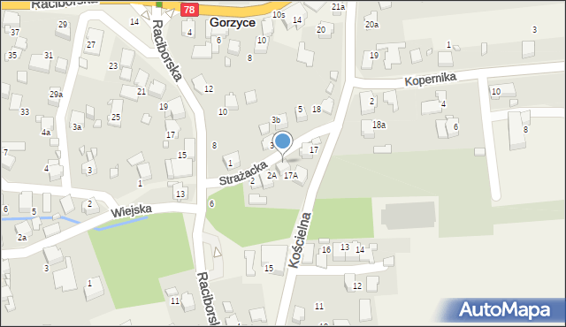 Gorzyce, Strażacka, 4, mapa Gorzyce