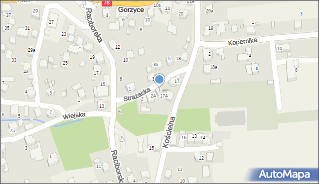 Gorzyce, Strażacka, 4a, mapa Gorzyce