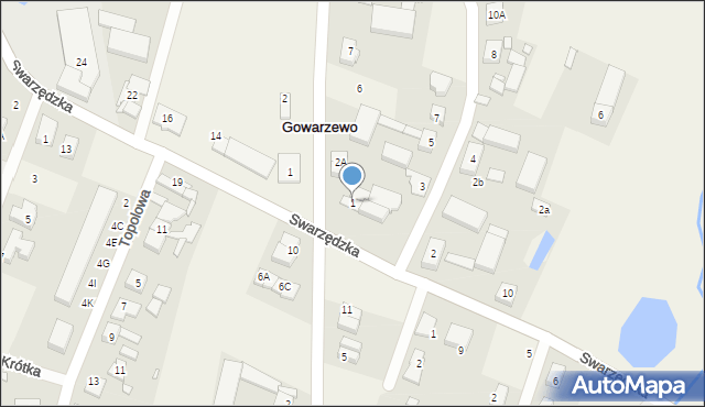 Gowarzewo, Starowiejska, 1, mapa Gowarzewo