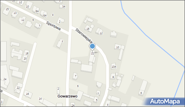 Gowarzewo, Starowiejska, 11, mapa Gowarzewo