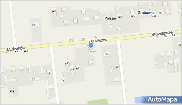 Grabowiec, Stawiszcze, 11, mapa Grabowiec