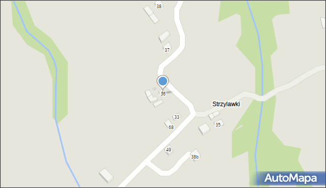 Grybów, Strzylawki, 36, mapa Grybów