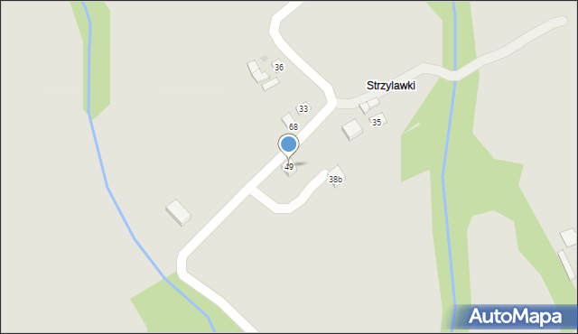 Grybów, Strzylawki, 49, mapa Grybów