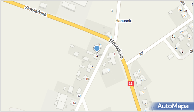 Hanusek, Strzelecka, 4, mapa Hanusek