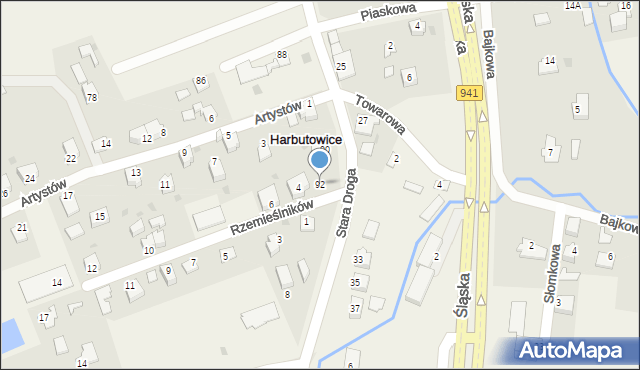 Harbutowice, Stara Droga, 92, mapa Harbutowice
