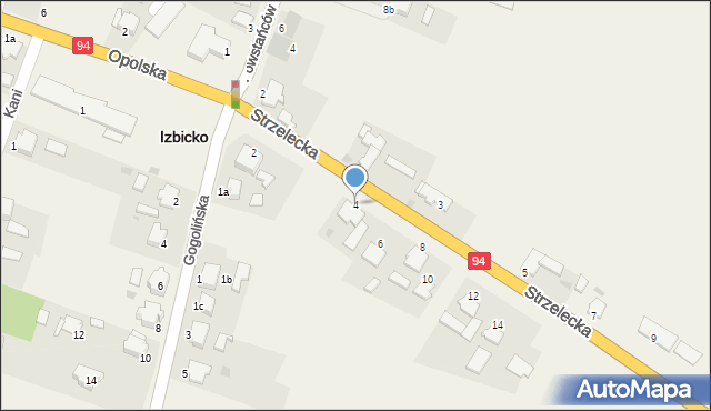 Izbicko, Strzelecka, 4, mapa Izbicko