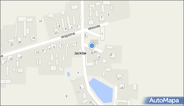 Jacków, Strażacka, 11, mapa Jacków