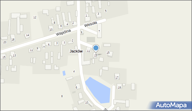 Jacków, Strażacka, 13, mapa Jacków