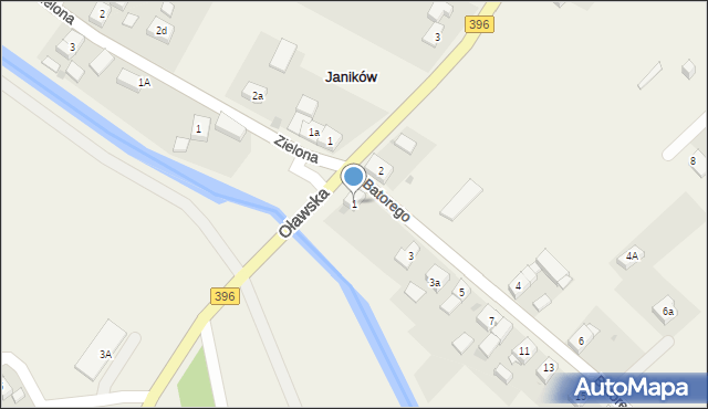 Janików, Stefana Batorego, 1, mapa Janików