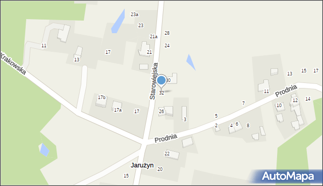 Jarużyn, Starowiejska, 32, mapa Jarużyn