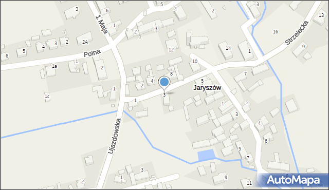 Jaryszów, Strzelecka, 3, mapa Jaryszów