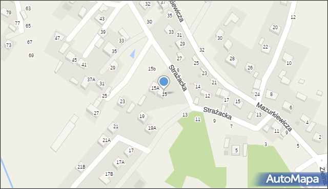 Jasień, Strażacka, 15, mapa Jasień