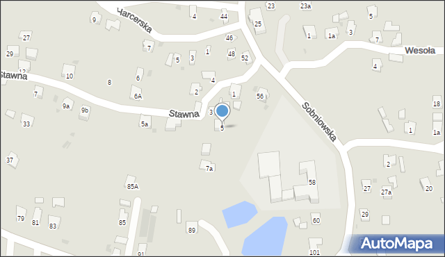 Jasło, Stawna, 5, mapa Jasła