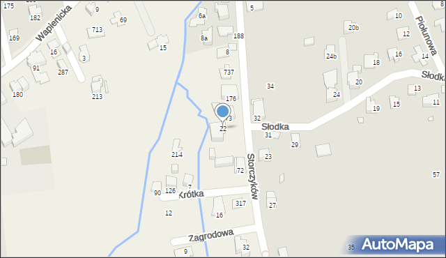 Jaworze, Storczyków, 22, mapa Jaworze