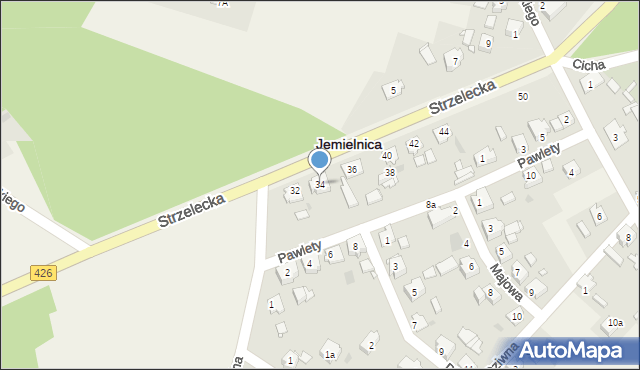 Jemielnica, Strzelecka, 34, mapa Jemielnica