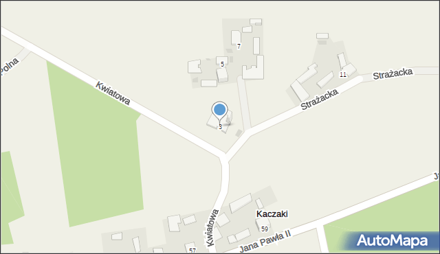 Kaczaki, Strażacka, 3, mapa Kaczaki