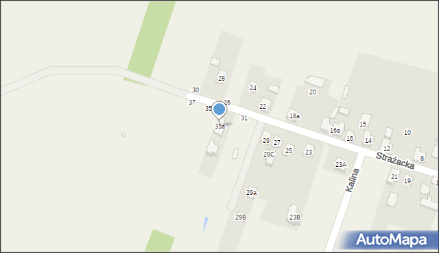 Kalina, Strażacka, 33a, mapa Kalina