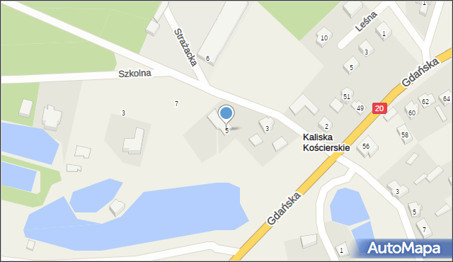 Kaliska Kościerskie, Strażacka, 5, mapa Kaliska Kościerskie