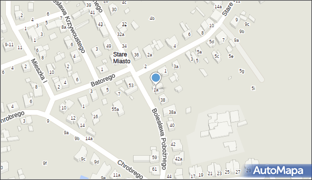 Kalisz, Stare Miasto, 1a, mapa Kalisza