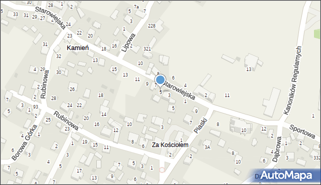 Kamień, Starowiejska, 5, mapa Kamień