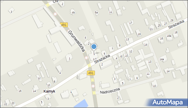 Kamyk, Strażacka, 1, mapa Kamyk