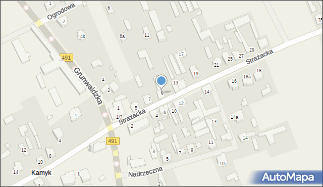 Kamyk, Strażacka, 9, mapa Kamyk