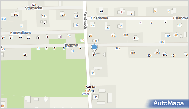 Kania Góra, Strażacka, 36, mapa Kania Góra