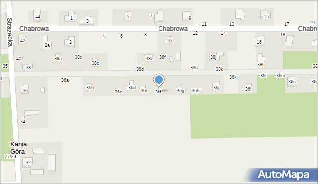 Kania Góra, Strażacka, 36f, mapa Kania Góra