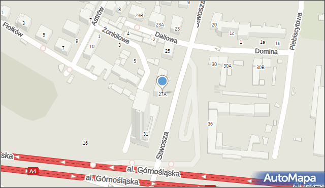 Katowice, Stwosza Wita, 27A, mapa Katowic