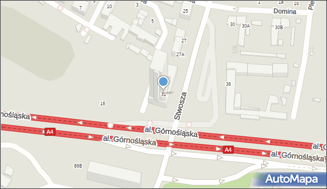 Katowice, Stwosza Wita, 31, mapa Katowic