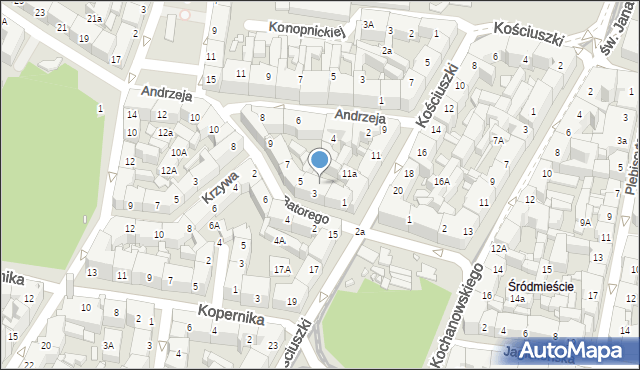 Katowice, Stefana Batorego, 3A, mapa Katowic