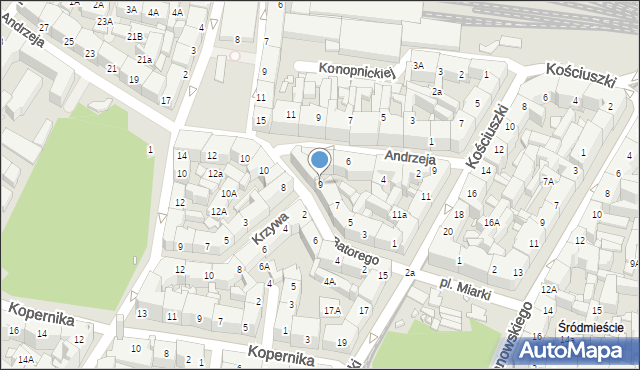 Katowice, Stefana Batorego, 9, mapa Katowic