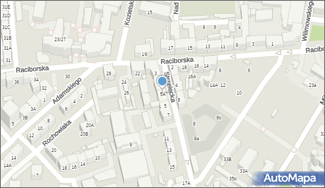 Katowice, Strzelecka, 5A, mapa Katowic